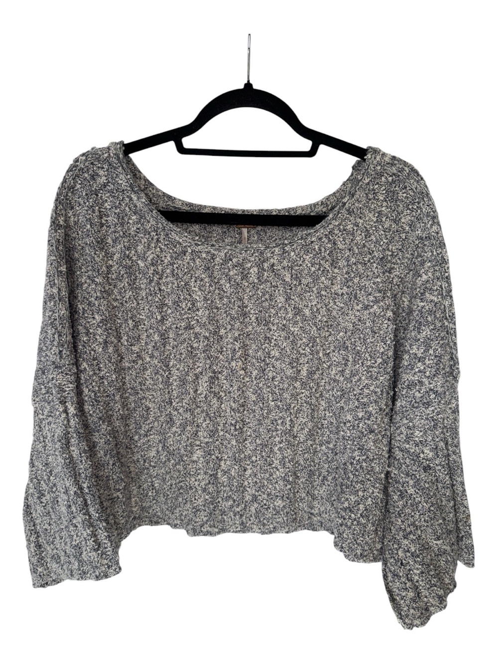Free People Gray Marled Scoop Neck Pullover Sweater